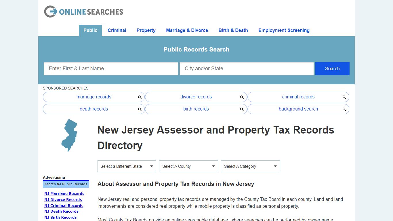 New Jersey Assessor and Property Tax Records Directory