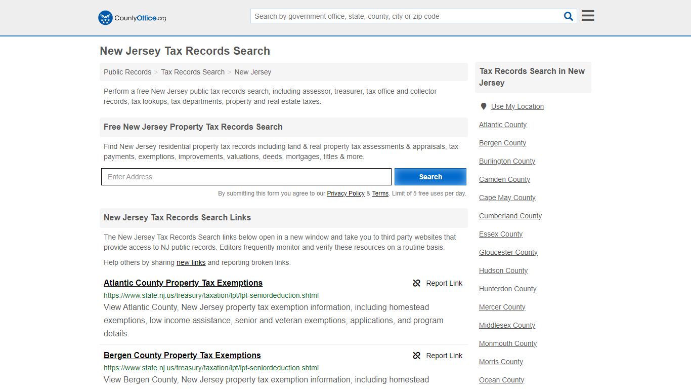 Tax Records Search - New Jersey (Business, Employment, Property & Sales ...