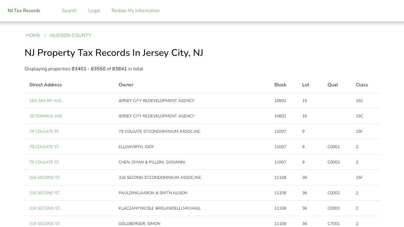 NJ Property Tax Records In Jersey City, NJ